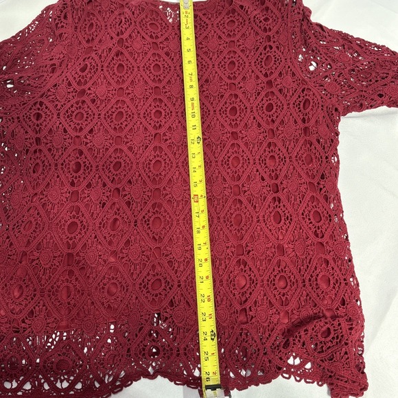 CJ Banks Women's Top 3/4 Sleeves Pullover Boat Neckline Burgundy 2x - Picture 14 of 16